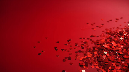 Red background with confetti. Illustration AI Generative.