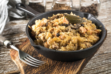Bigos, a traditional Polish dish with cabbage.