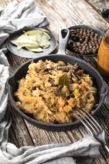 Bigos, a traditional Polish dish with cabbage.