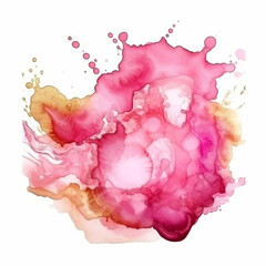 Watercolor pink splash. Illustration AI Generative.
