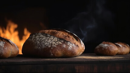 Hot tasty bread. Illustration AI Generative.