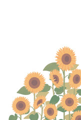 レトロ調なひまわりのフレームイラスト