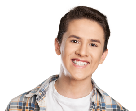 Smiling handsome man on white background