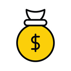 Money bag icon with white background stock illustration