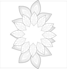 Coloring Page for Adult for Fun and Refreshing. Hand Drawn Sketch for Adult Anti Stress Coloring Page. Decorative Doodle flowers in Black Isolated on White Background.-vector