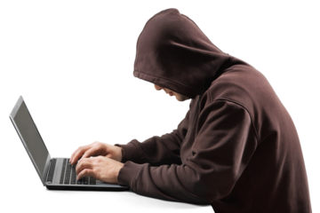 Hacker using laptop. Hacking the Internet.