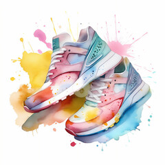 Colorful Sneakers in Watercolor Style with Generative AI