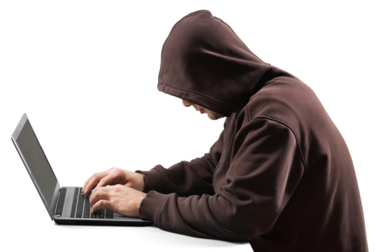 Hacker using laptop. Hacking the Internet.