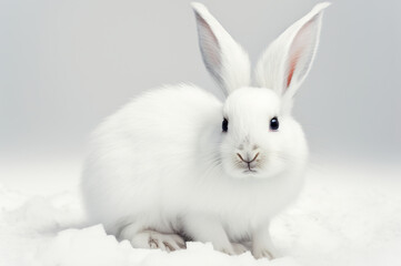 Obraz premium white rabbit in the snow,rabbit in snow,white rabbit