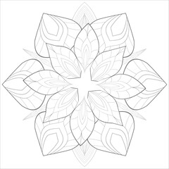 Coloring Page for Adult for Fun and Refreshing. Hand Drawn Sketch for Adult Anti Stress Coloring Page. Decorative Doodle flowers in Black Isolated on White Background.-vector