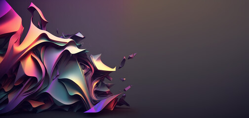 Abstract purple and colorful banner background with empty copy space. Modern wallpaper with smooth shapes. Generative ai