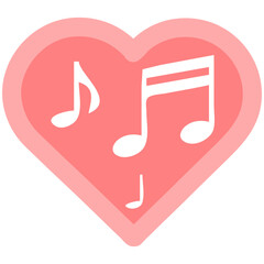 Pink Color Music Symbols on Love Heart Shape Illustration