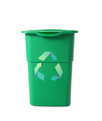 Green container for garbage isolated on white. Recycling concept