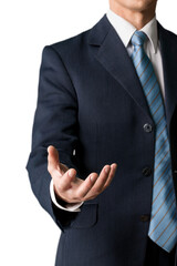 Man wearing a business suit reaching hand out