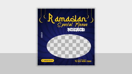 Ramadan special menu social media or instagram post design for social site.