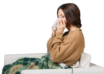 Flu cold woman sickness sick fever blowing nose