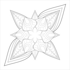 coloring page. Vector coloring book of flowers for adult, for meditation, relax and fun. attractive flowers design for colouring book in black outline and white background