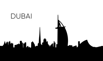 Obraz premium Dubai city silhouette. Vector skyline illustration