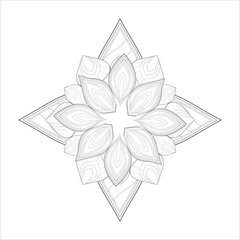 coloring page. Vector coloring book of flowers for adult, for meditation, relax and fun. attractive flowers design for colouring book in black outline and white background