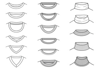 t shirt necklines flat sketch vector