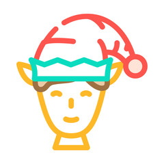 head elf christmas cute color icon vector illustration