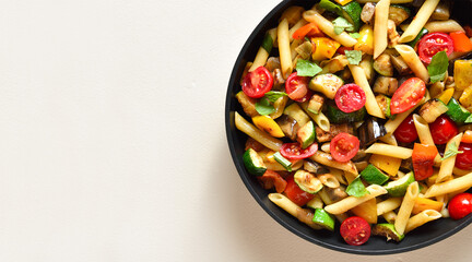 Penne pasta with roasted vegetables