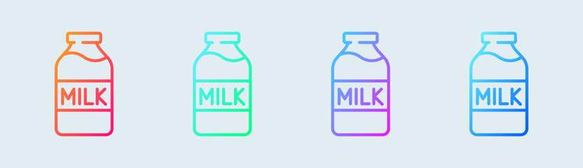 Milk line icon in gradient colors. Drink signs vector illustration.
