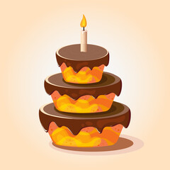 Sweet birthday cake with candle
