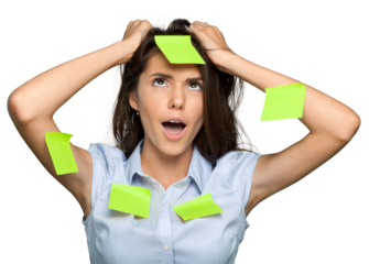 Portrait of a Frustrated Businesswoman Covered with Adhesive Notes