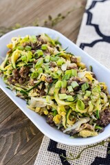 High angle closeup of a vegetable salad