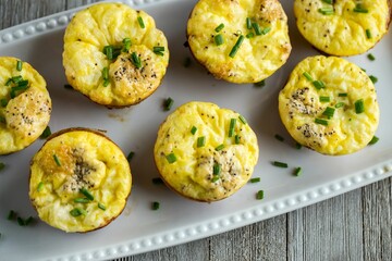 High angle closeup of egg muffins