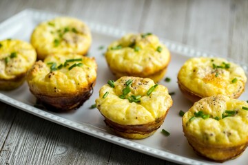 High angle closeup of egg muffins