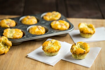 High angle closeup of egg muffins