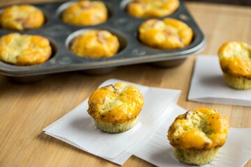 High angle closeup of egg muffins