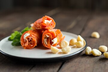 Closeup of Salami Wraps