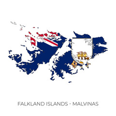 Obraz premium Falkland Islands - Malvinas map and flag. Detailed silhouette vector illustration 