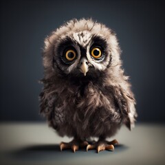 Obraz premium A hyper realistic owl sitting on a table created with Generative AI Technology.