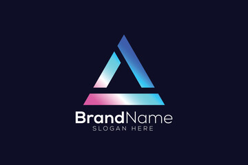 Colorful abstract triangle logo design template