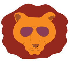 Cute lion with sunglasses