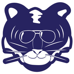 Tiger-wearing sunglasses silhouette