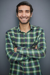 Confident middle aged caucasian man in casual clothes