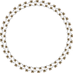 Beautiful round frame with a pattern of small flowers. Vector file for designs.