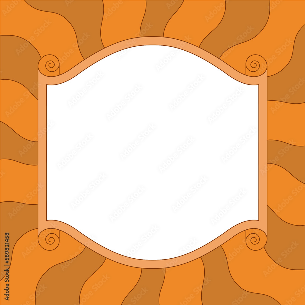 Poster Hippie groovy photo  png   in simple linear style - design template - square social media post frame