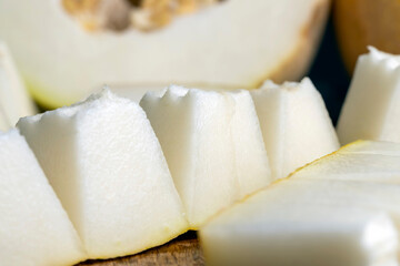 Sliced ripe melon , close up