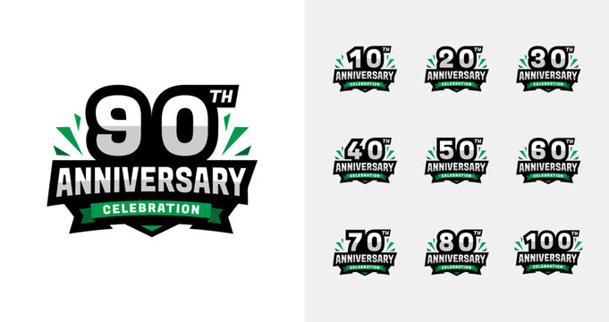 Strong anniversary logo collections. Birthday number for sport or game celebration concept