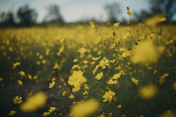 Fototapeta na wymiar Wildflower field of yellow flowers generative AI