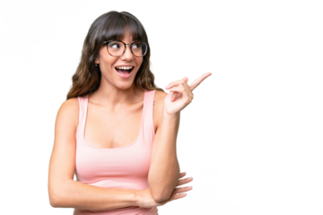 Young caucasian woman over isolated background intending to realizes the solution while lifting a finger up