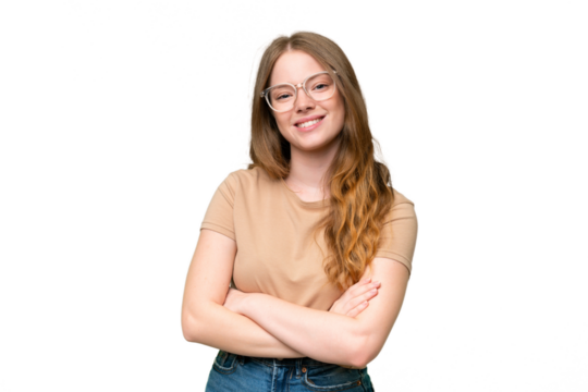 Young pretty woman over isolated background with arms crossed and looking forward - Powered by Adobe