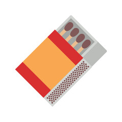 Open box of matches icon. Matchbox and matches isolated on white background.