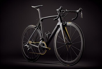 Fototapeta na wymiar Isolated black racing road bike for sport cycling. Generative AI
